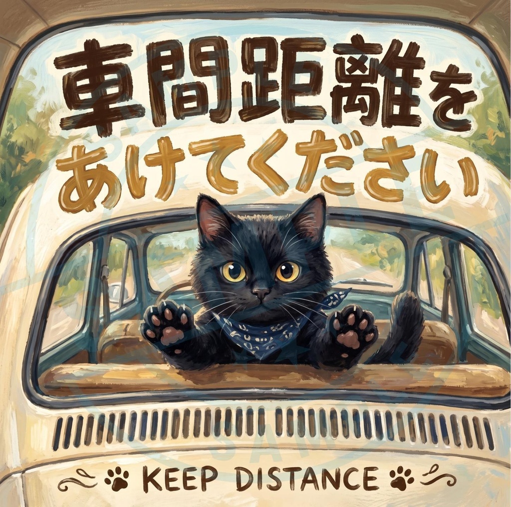 【黒猫 SIGNATURE】車間距離をあけてください（KEEP DISTANCE） 車・煽り防止カーステッカー