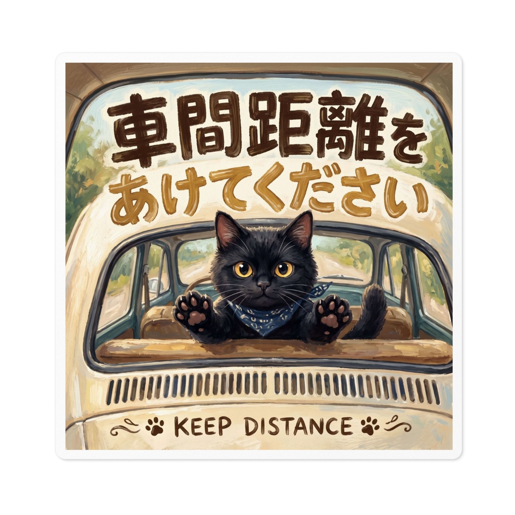 【黒猫 SIGNATURE】車間距離をあけてください(KEEP DISTANCE) 車・煽り防止カーステッカー
