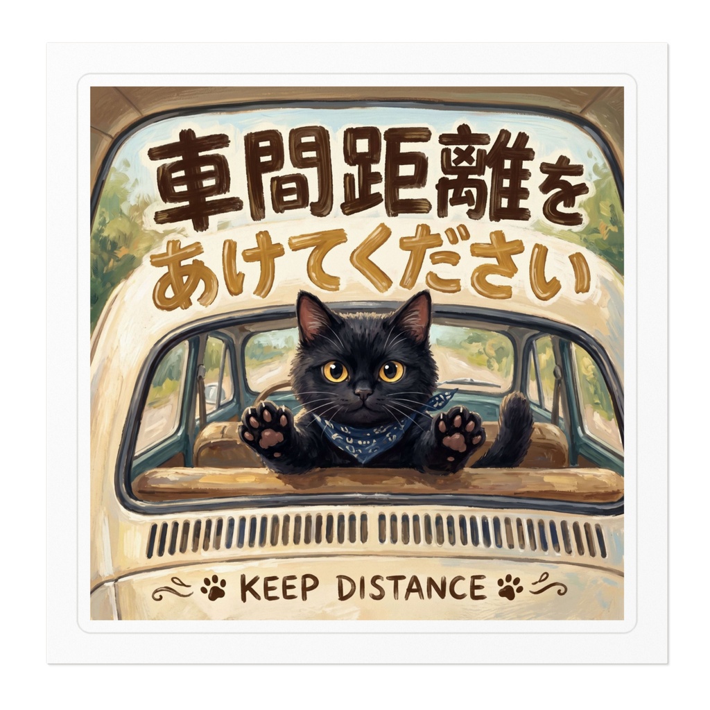 【黒猫 SIGNATURE】車間距離をあけてください(KEEP DISTANCE) 車・煽り防止カーステッカー