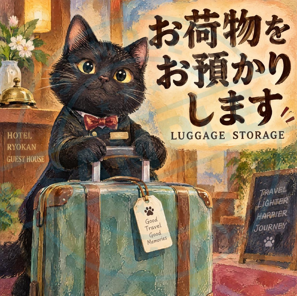 【黒猫 SIGNATURE】お荷物をお預かりします（LUGGAGE STORAGE） ホテル・手荷物預かり用ステッカー