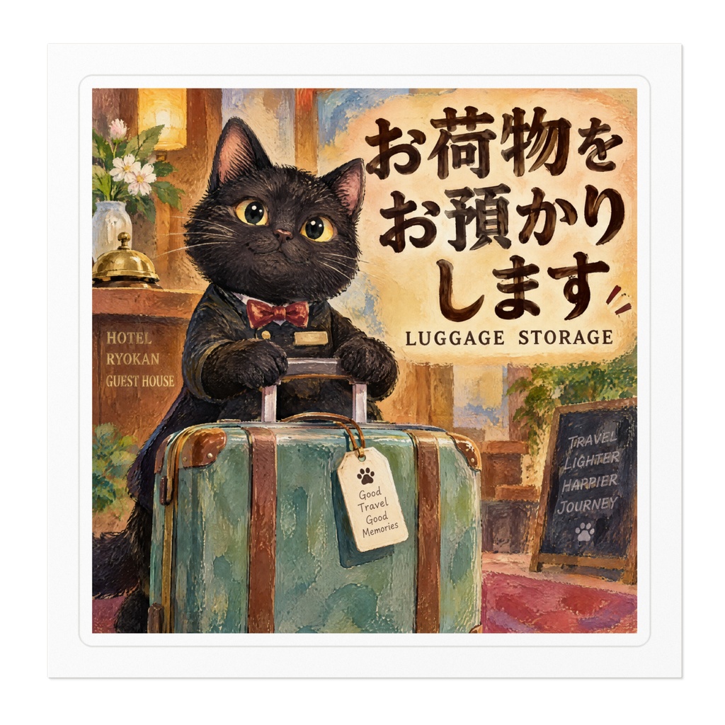 【黒猫 SIGNATURE】お荷物をお預かりします(LUGGAGE STORAGE) ホテル・手荷物預かり用ステッカー