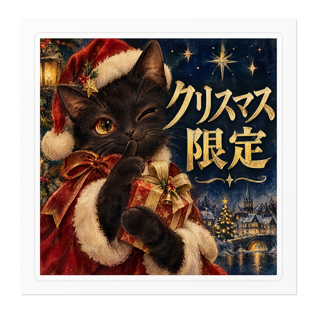 【黒猫 SIGNATURE】クリスマス限定 店舗・冬の販促用POPステッカー
