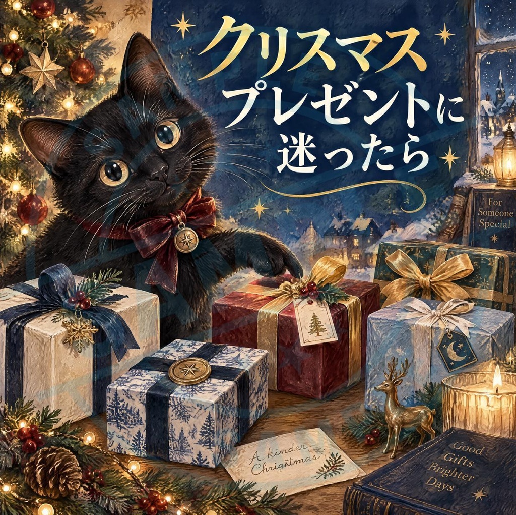 【黒猫 SIGNATURE】クリスマスプレゼントに迷ったら 店舗・冬の販促用POPステッカー