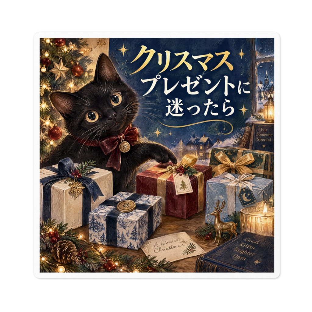 【黒猫 SIGNATURE】クリスマスプレゼントに迷ったら 店舗・冬の販促用POPステッカー