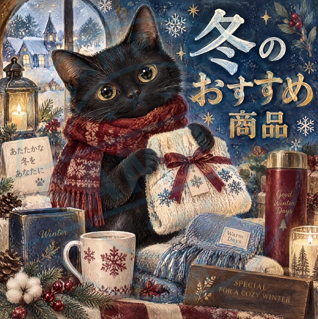 【黒猫 SIGNATURE】冬のおすすめ商品 店舗・冬の売場用POPステッカー