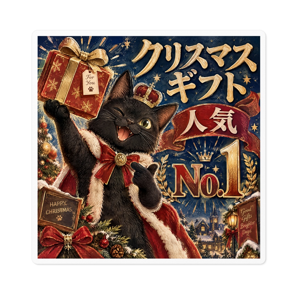 【黒猫 SIGNATURE】クリスマスギフト人気No.1 店舗・冬の販促用POPステッカー