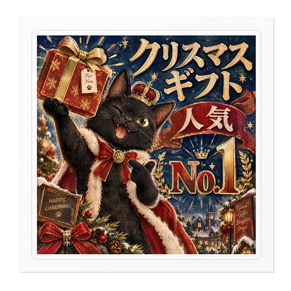 【黒猫 SIGNATURE】クリスマスギフト人気No.1 店舗・冬の販促用POPステッカー