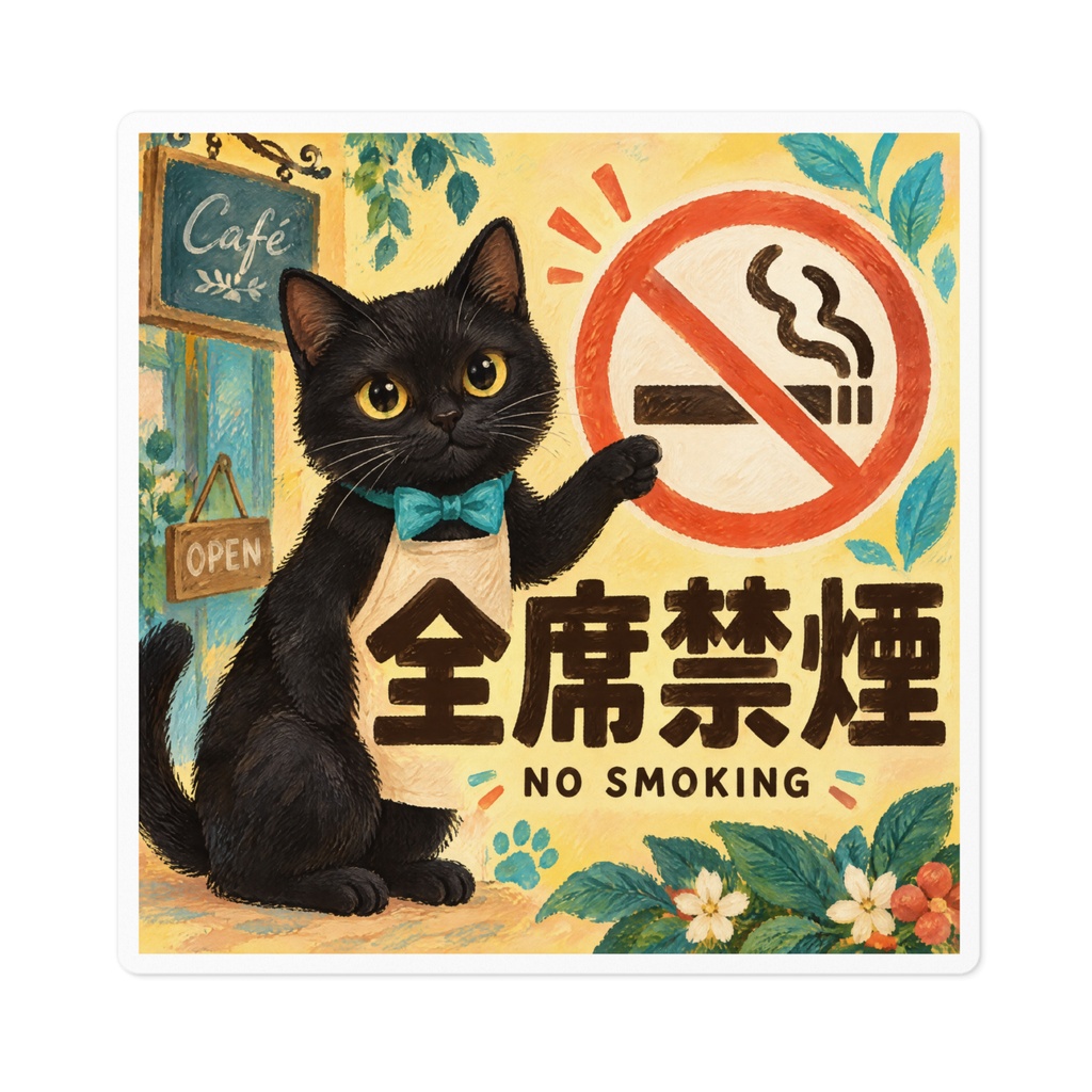 【黒猫 SIGNATURE】全席禁煙(NO SMOKING)店舗・入口用禁煙告知ステッカー