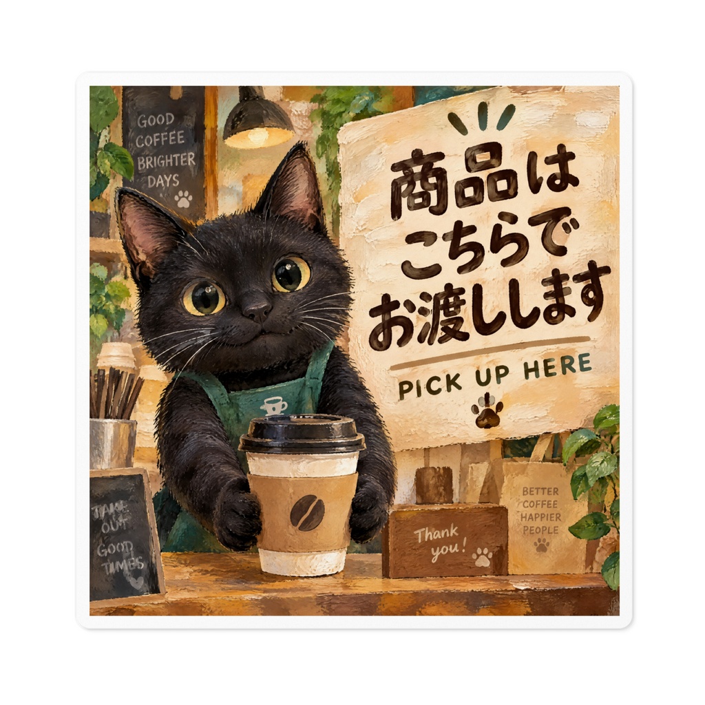 【黒猫 SIGNATURE】商品はこちらでお渡しします(PICK UP HERE) 受取カウンター用案内ステッカー