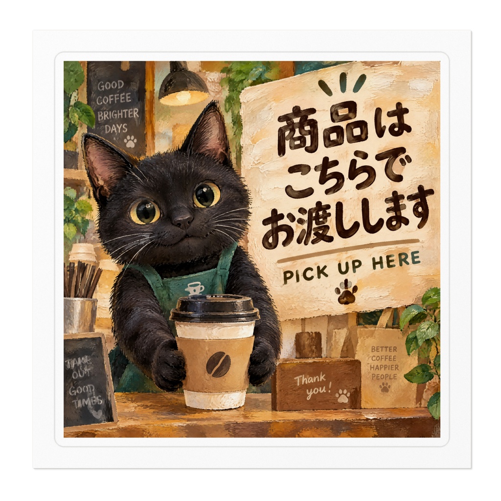 【黒猫 SIGNATURE】商品はこちらでお渡しします(PICK UP HERE) 受取カウンター用案内ステッカー