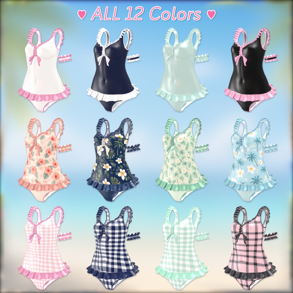 Ribbon Frill One-Piece 【Swimsuit】