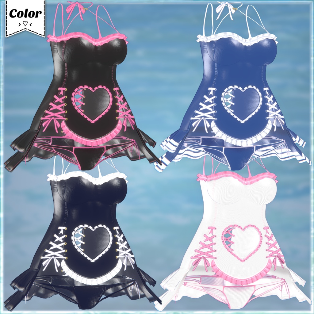 【💗SALE💗】Heart Frill One-Piece【Swimsuit】