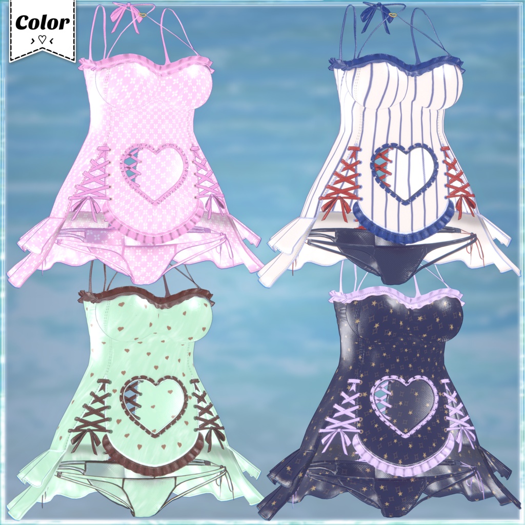【💗SALE💗】Heart Frill One-Piece【Swimsuit】