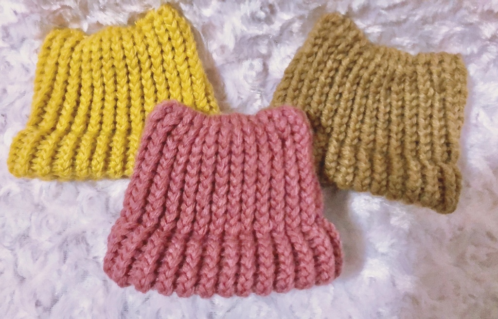 【7色】ぬいぐるみ用 帽子 みみ付きニット帽