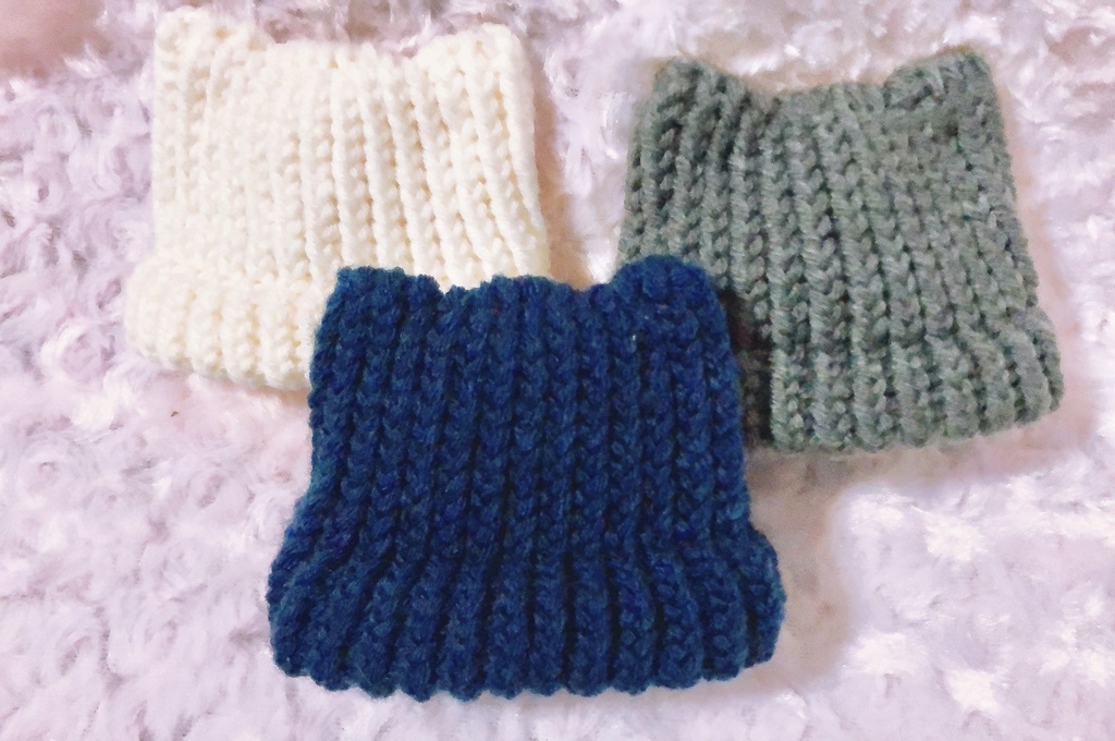 【7色】ぬいぐるみ用 帽子 みみ付きニット帽