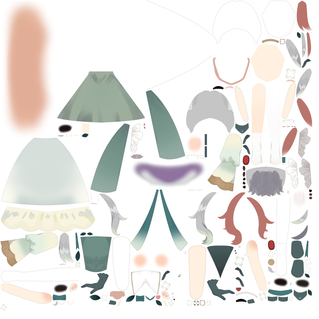 【Live2D練習用】妖精ちゃんパーツ分け済PSD