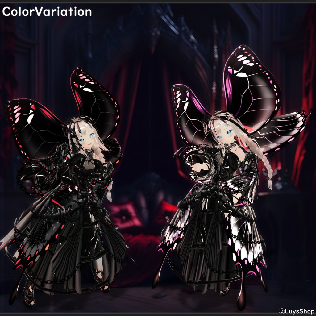 【VRoid 正式版】ゴシックファンタジードレス【ファントムバタフライ】