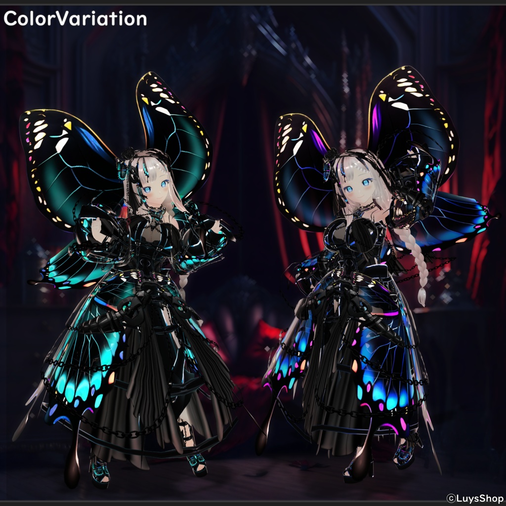 【VRoid 正式版】ゴシックファンタジードレス【ファントムバタフライ】