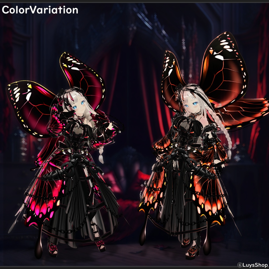 【VRoid 正式版】ゴシックファンタジードレス【ファントムバタフライ】