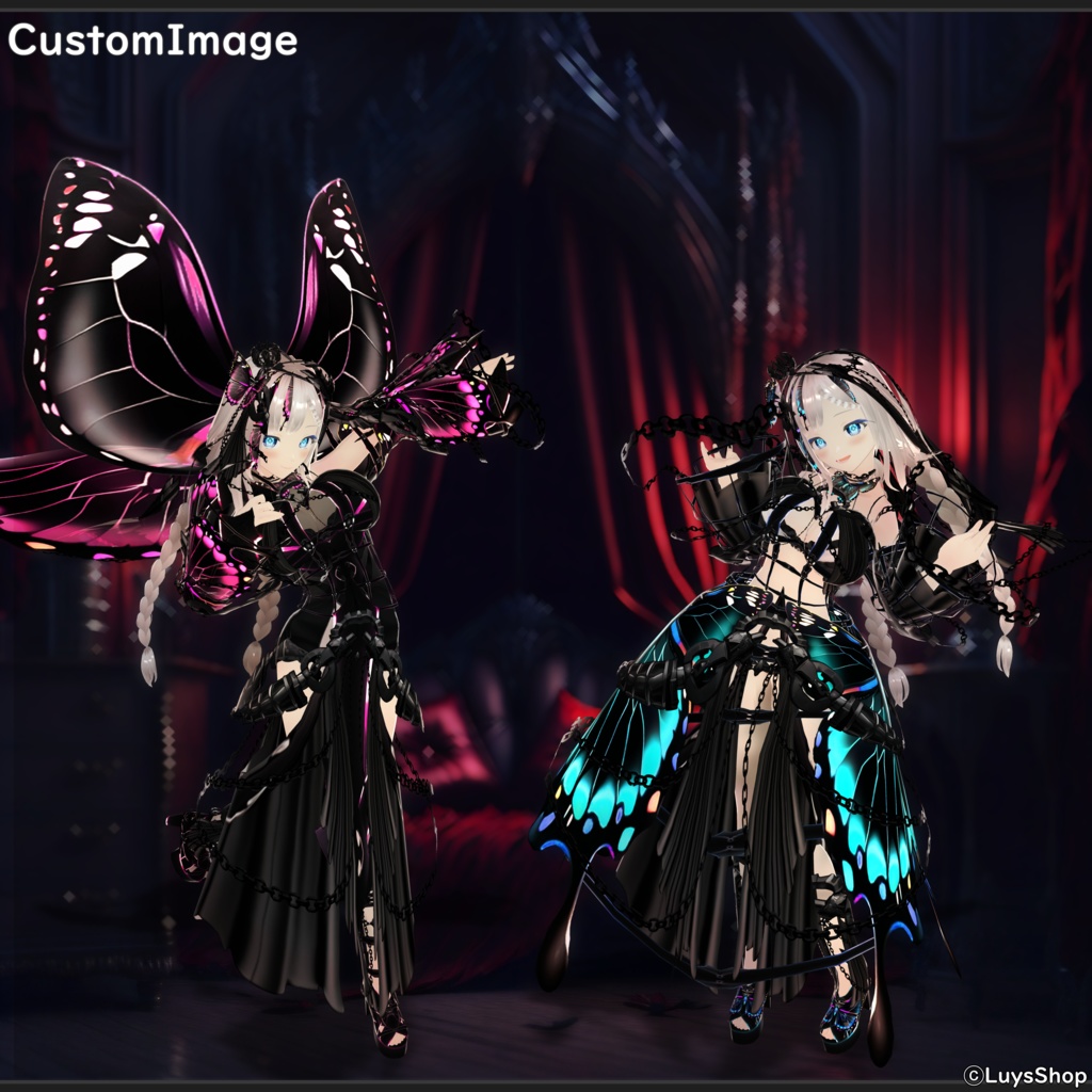 【VRoid 正式版】ゴシックファンタジードレス【ファントムバタフライ】