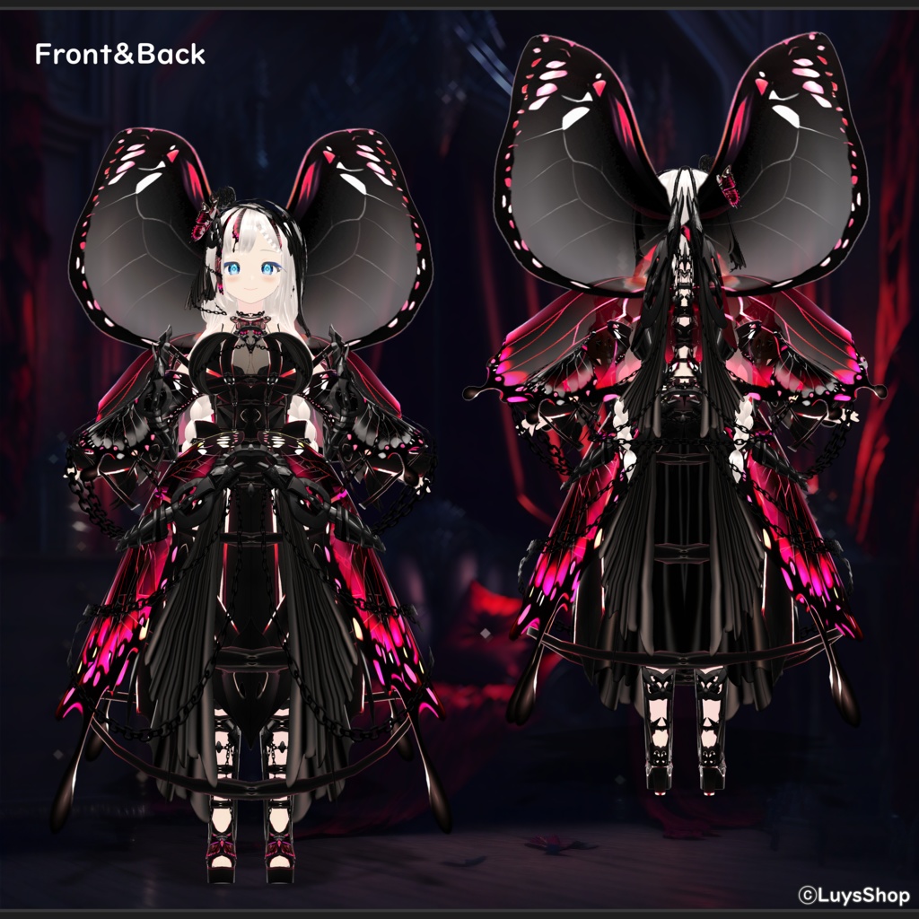 【VRoid 正式版】ゴシックファンタジードレス【ファントムバタフライ】