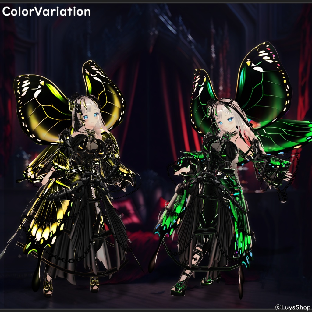 【VRoid 正式版】ゴシックファンタジードレス【ファントムバタフライ】
