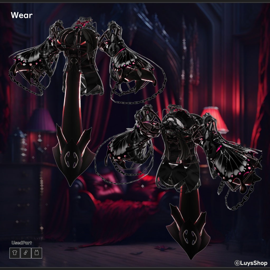 【VRoid 正式版】ゴシックファンタジードレス【ファントムバタフライ】