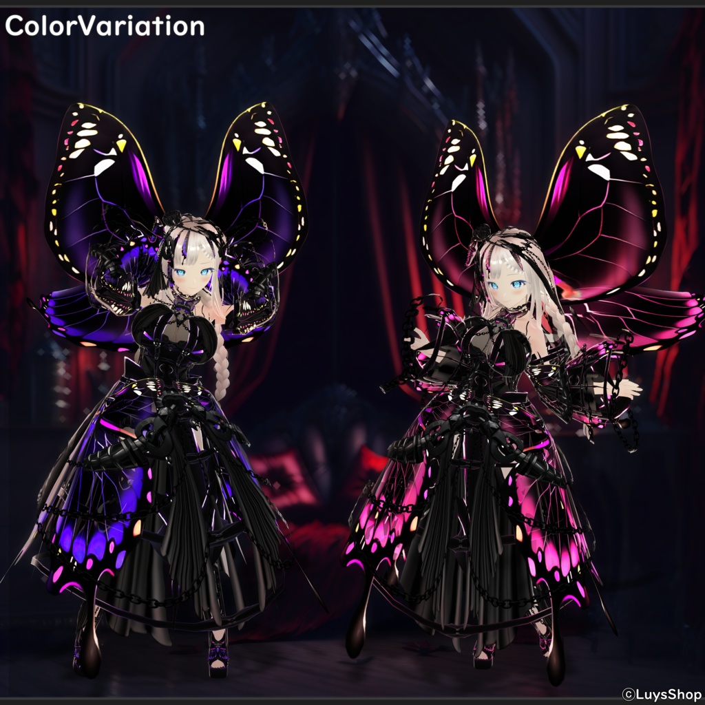 【VRoid 正式版】ゴシックファンタジードレス【ファントムバタフライ】