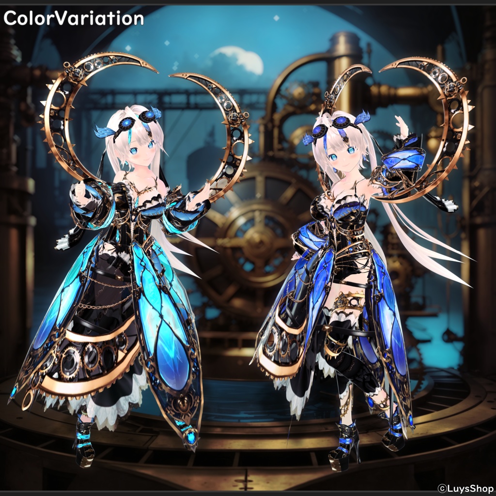 【VRoid 正式版】メカニックスチームパンクウェア【ルナ=アクアギア】