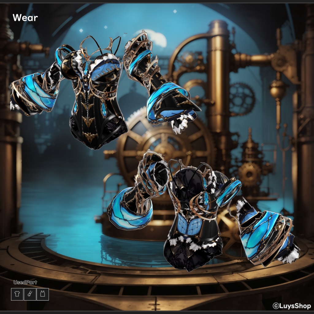 【VRoid 正式版】メカニックスチームパンクウェア【ルナ=アクアギア】