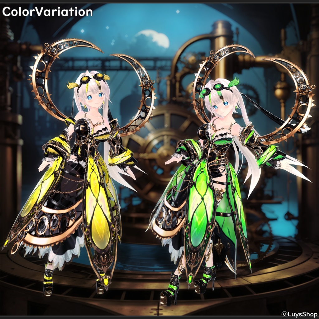 【VRoid 正式版】メカニックスチームパンクウェア【ルナ=アクアギア】