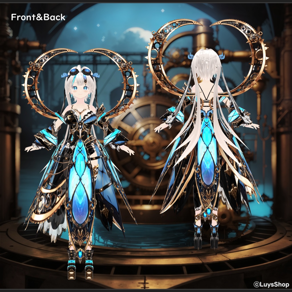 【VRoid 正式版】メカニックスチームパンクウェア【ルナ=アクアギア】