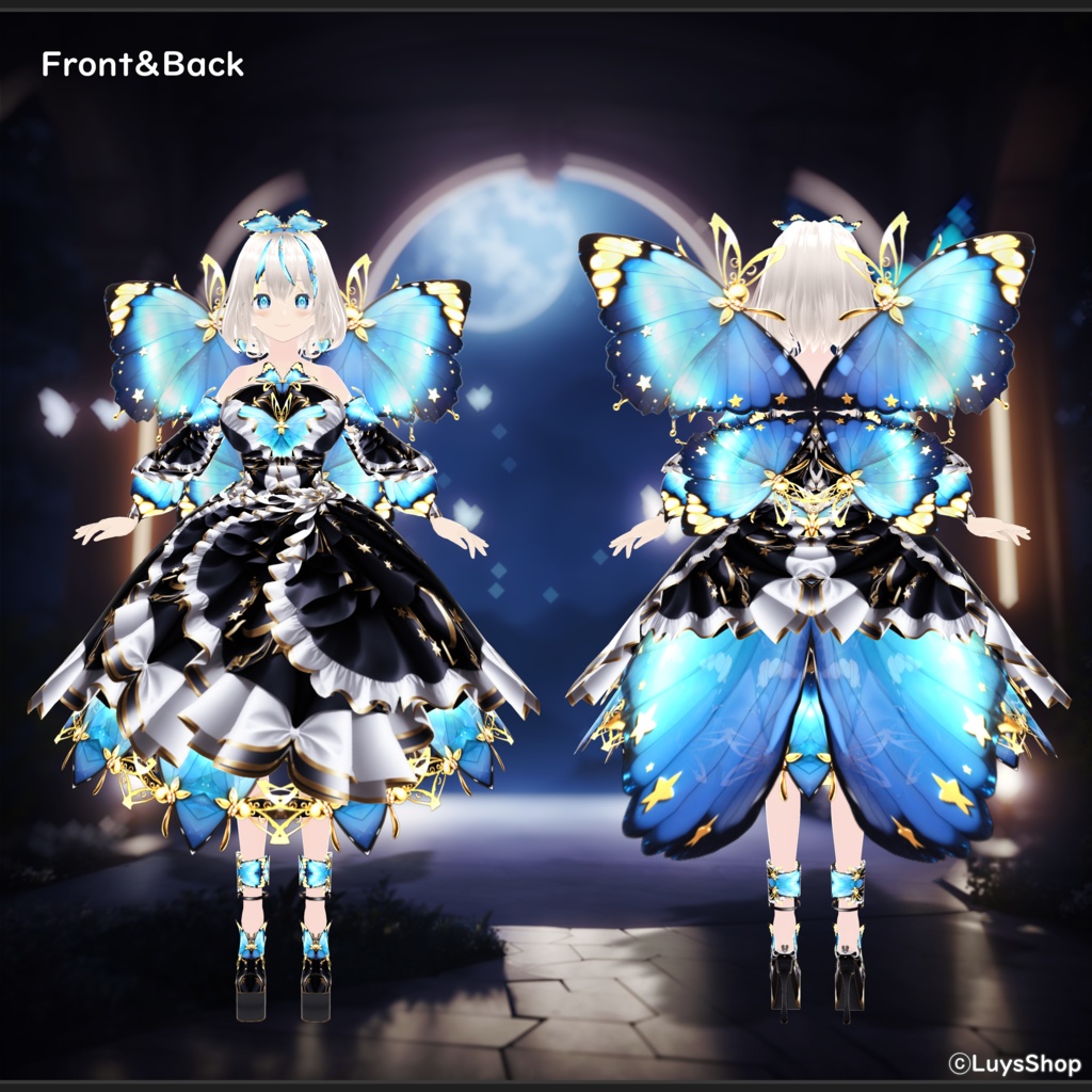 【VRoid 正式版】ファンタジーバタフライドレス【セレノペタルーダ】