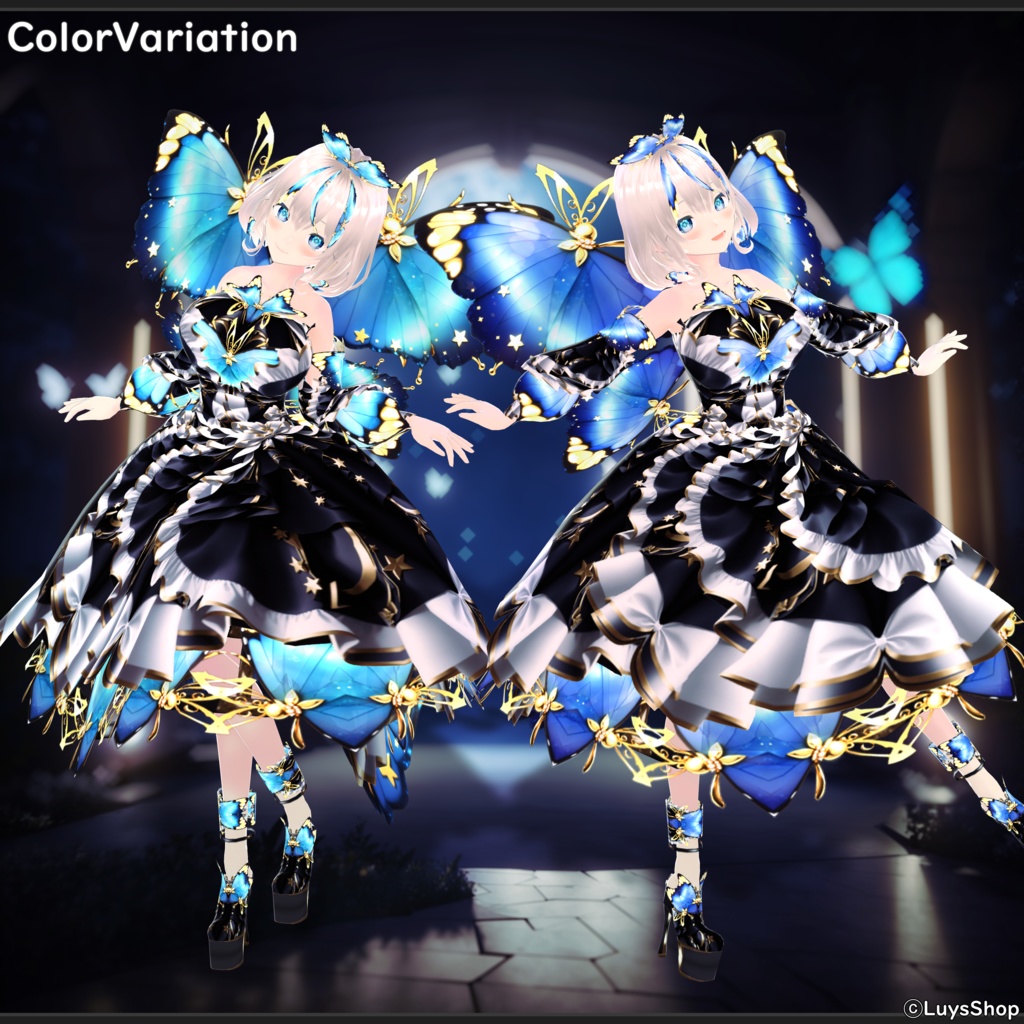 【VRoid 正式版】ファンタジーバタフライドレス【セレノペタルーダ】