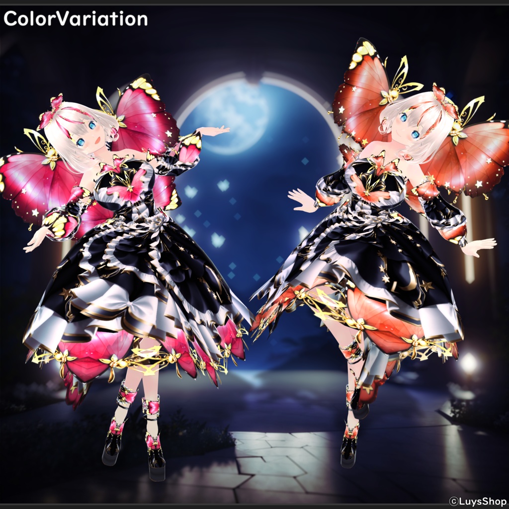 【VRoid 正式版】ファンタジーバタフライドレス【セレノペタルーダ】