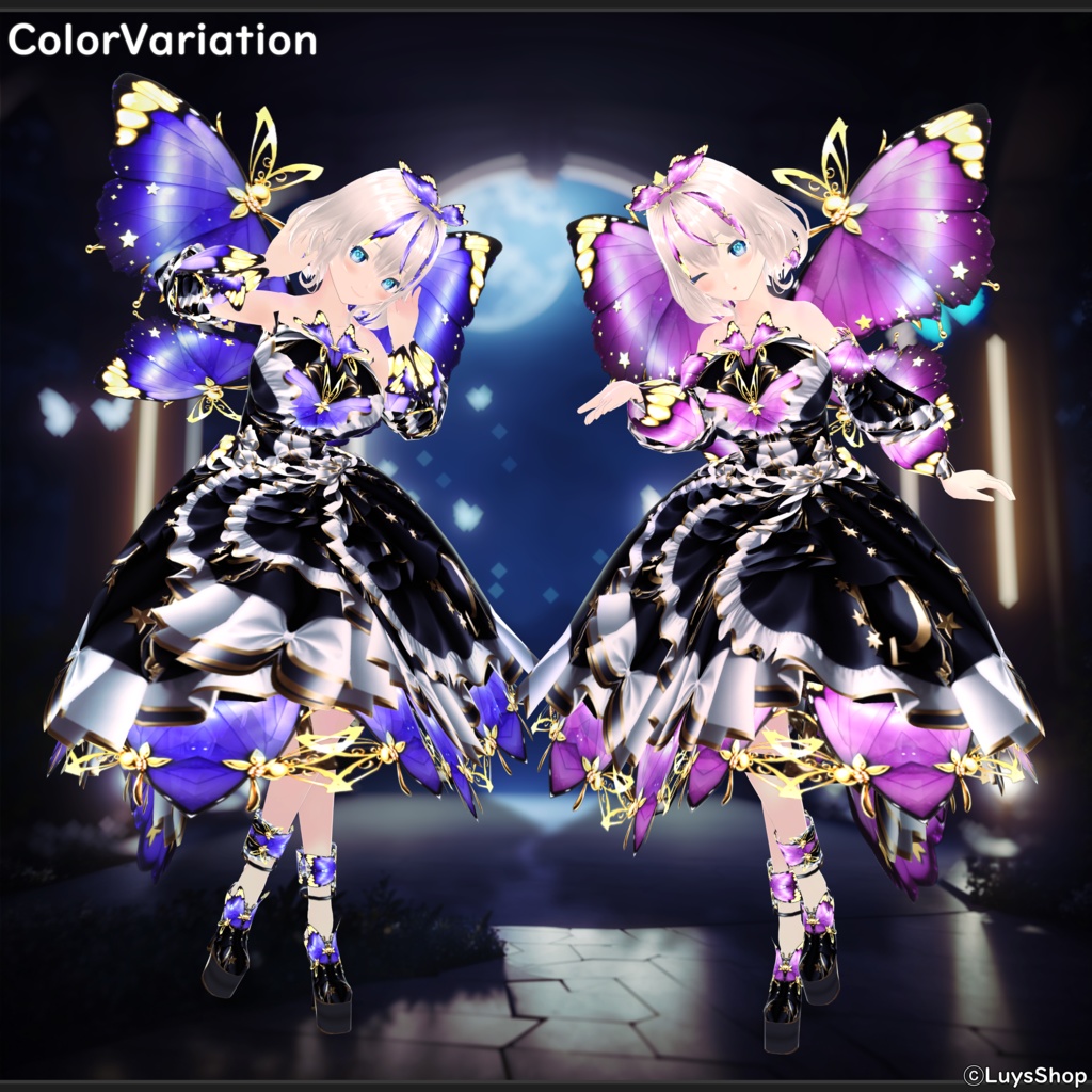 【VRoid 正式版】ファンタジーバタフライドレス【セレノペタルーダ】