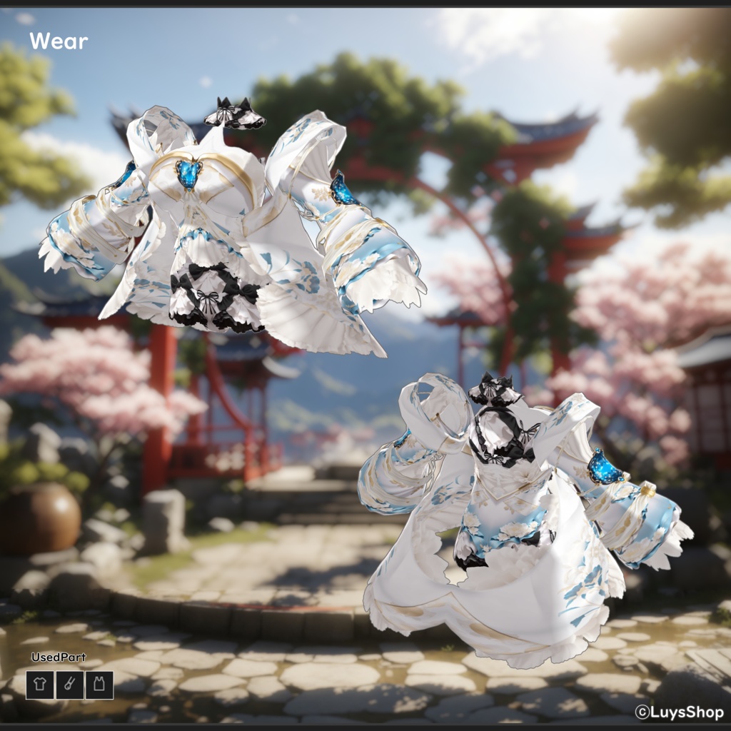 【VRoid 正式版】オリエンタルファンシードレス【ウシャティフラウ】