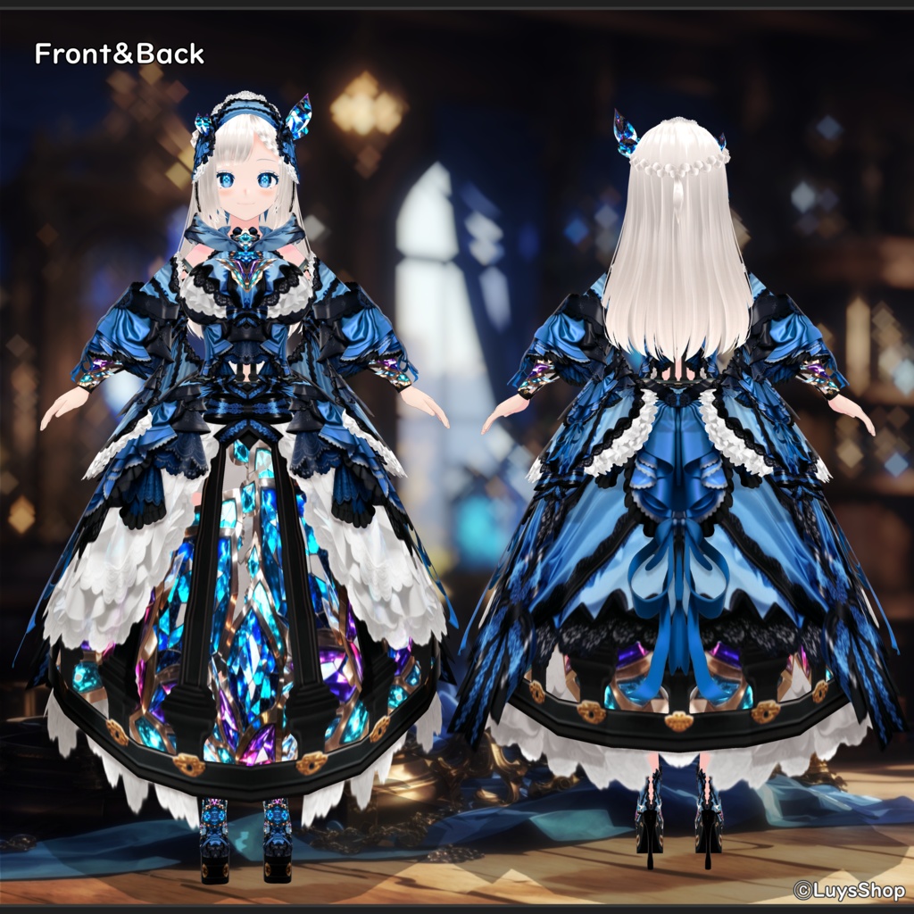 【VRoid 正式版】クラシカルアルケミードレス&ワンド【クリスタルケージ】