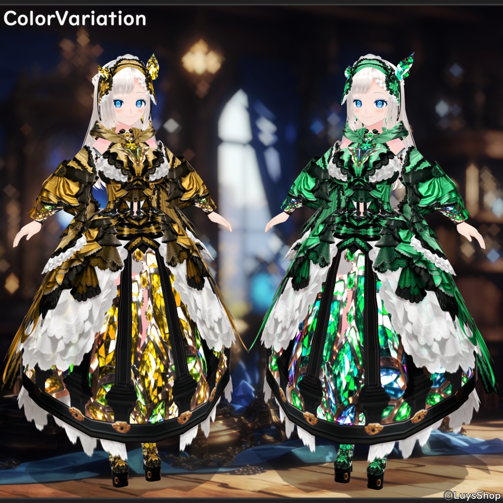 【VRoid 正式版】クラシカルアルケミードレス&ワンド【クリスタルケージ】