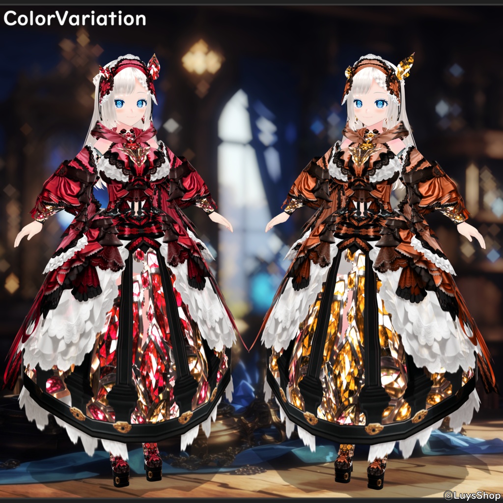 【VRoid 正式版】クラシカルアルケミードレス&ワンド【クリスタルケージ】