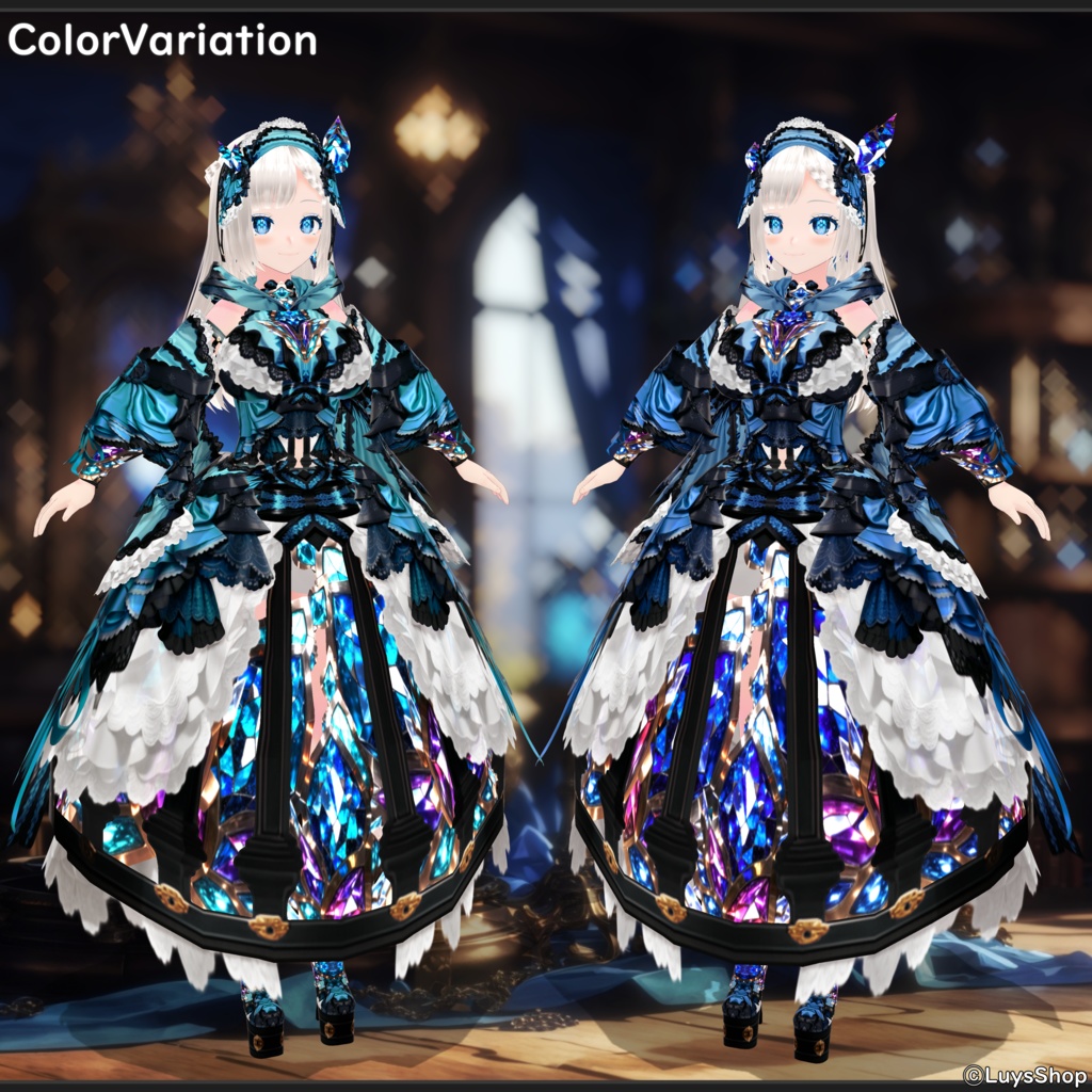 【VRoid 正式版】クラシカルアルケミードレス&ワンド【クリスタルケージ】