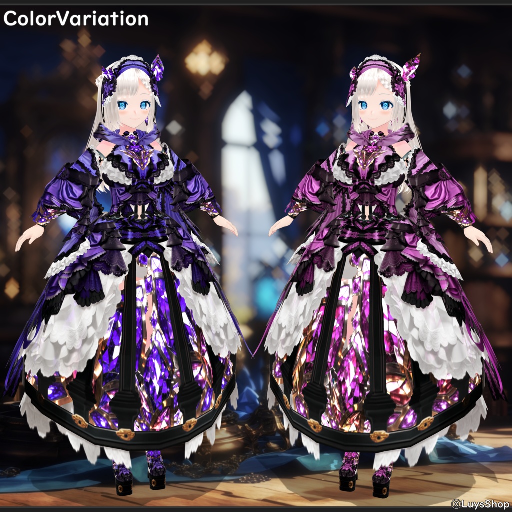 【VRoid 正式版】クラシカルアルケミードレス&ワンド【クリスタルケージ】