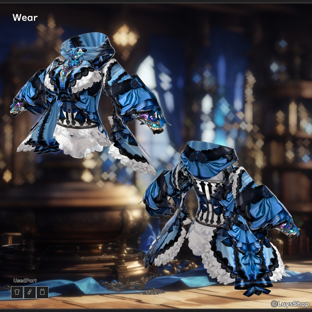 【VRoid 正式版】クラシカルアルケミードレス&ワンド【クリスタルケージ】