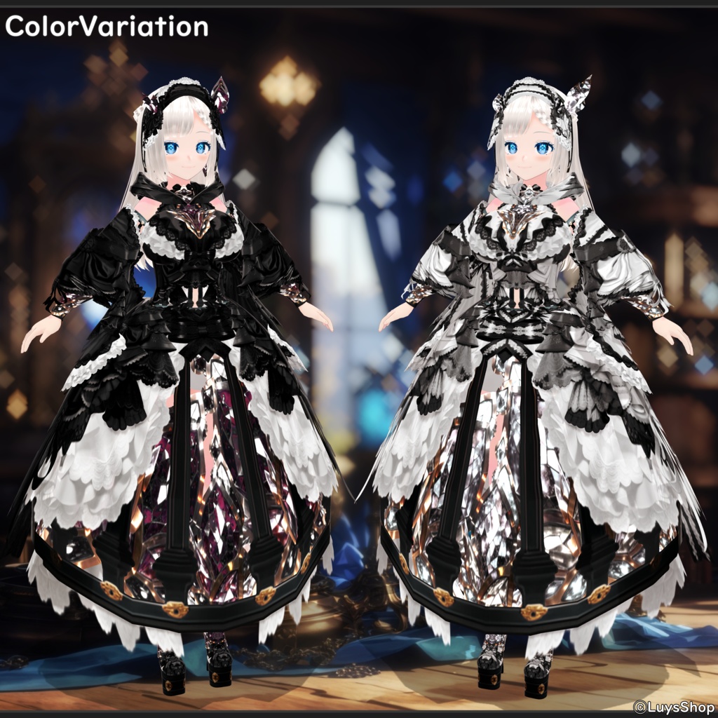 【VRoid 正式版】クラシカルアルケミードレス&ワンド【クリスタルケージ】