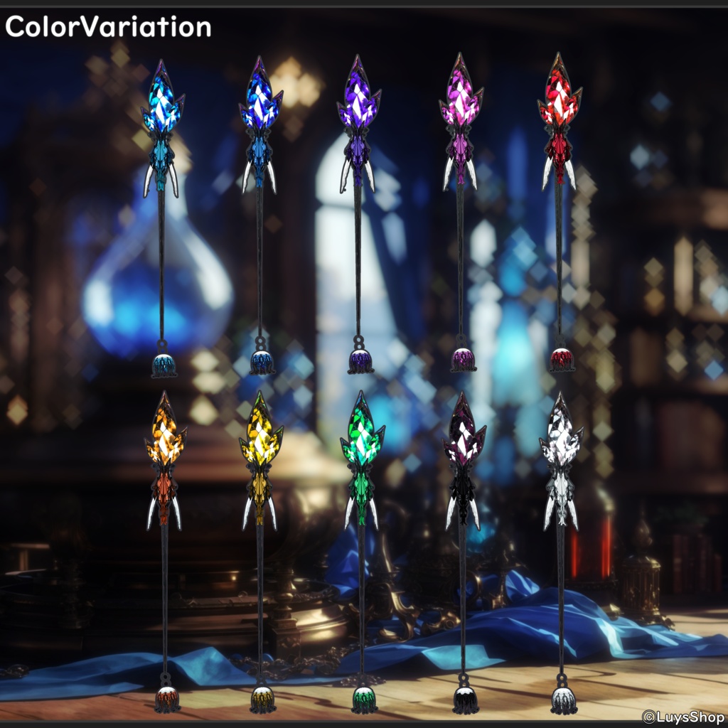 【VRoid 正式版】クラシカルアルケミードレス&ワンド【クリスタルケージ】