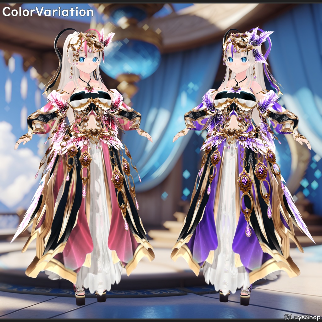 【VRoid 正式版】エスニックファンタジードレス&ボウ【レインバード】