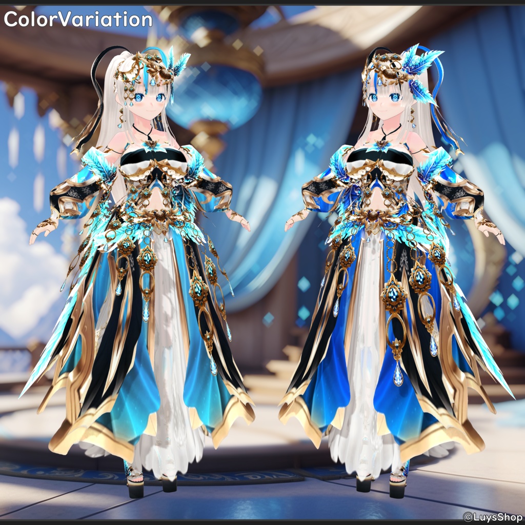 【VRoid 正式版】エスニックファンタジードレス&ボウ【レインバード】