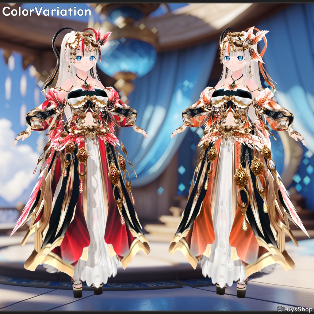 【VRoid 正式版】エスニックファンタジードレス&ボウ【レインバード】