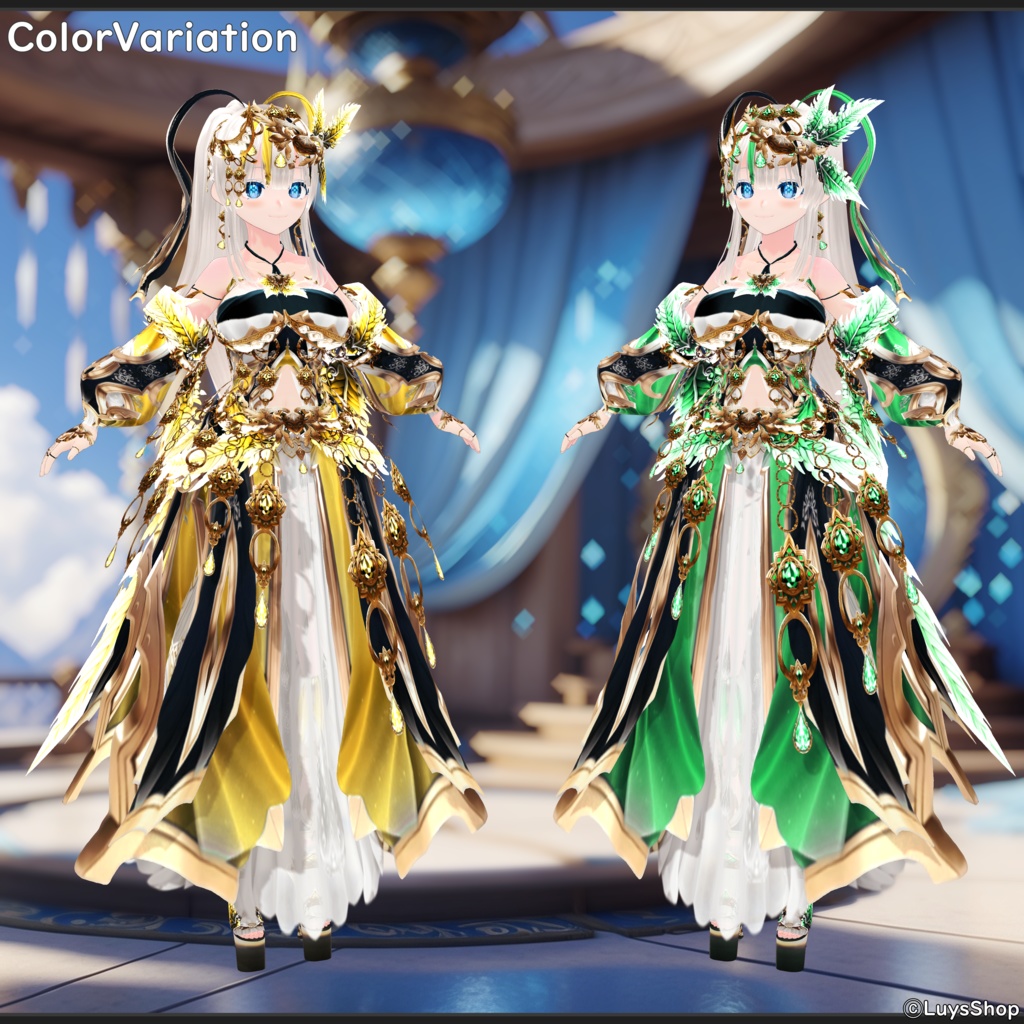 【VRoid 正式版】エスニックファンタジードレス&ボウ【レインバード】