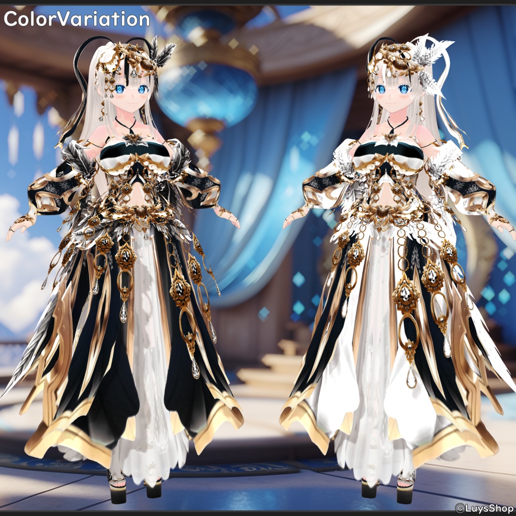 【VRoid 正式版】エスニックファンタジードレス&ボウ【レインバード】